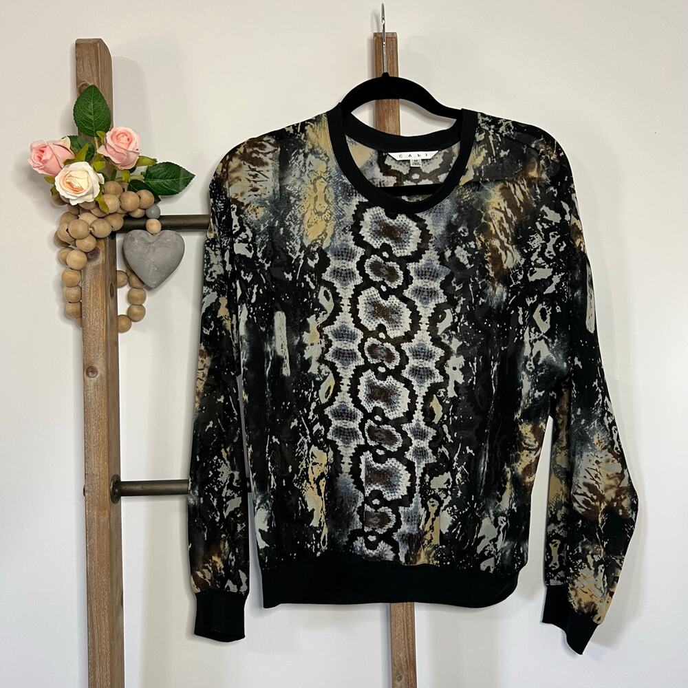 Cabi 572 Long Sleeve Sheer Python Chiffon Blouse … - image 1